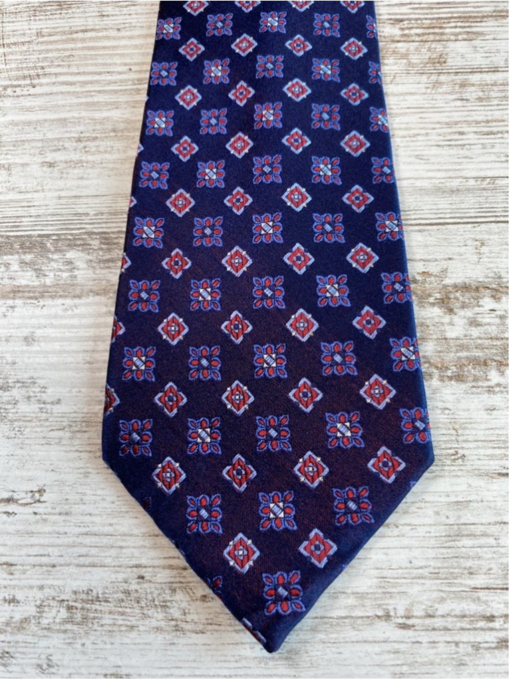 BRUNO PIATTELLI ROMA 100% Silk Tie Navy Purple Iridescent Red Blue 59”